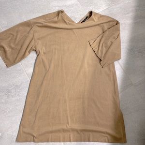 ZARA basic collection suede feel oversized dress size S Small fall tan nude